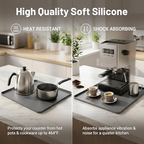 Silicone Coffee Mat for Countertop (Grey / 16" x 16")
