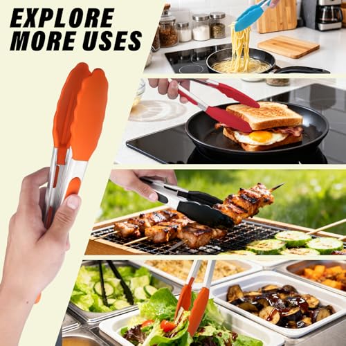 2 Pack Silicone Kitchen Tongs (Orang / 9+12inch)