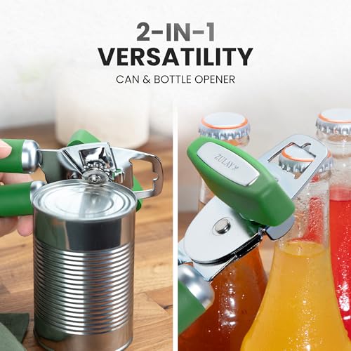 Manual Can Opener Heavy Duty Patented Stainless Steel (Artichoke Green / Comfy Grip)