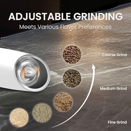Battery Operated Salt And Pepper Grinder Set 2 Pack (Battery/2pcs/Black+White)
