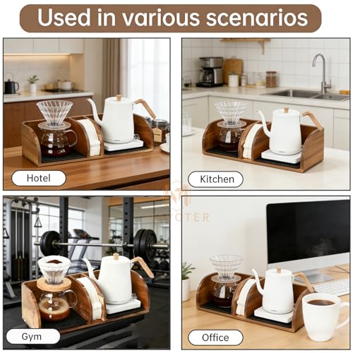 Acacia Coffee Bar Station Organizer Stand Caddy for Chemex Pour Over Maker (Big)