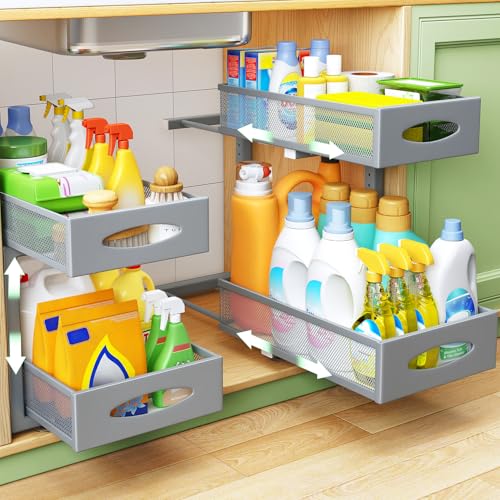 2 Pack Under Sink Organizer (Grey / 2 Pack)