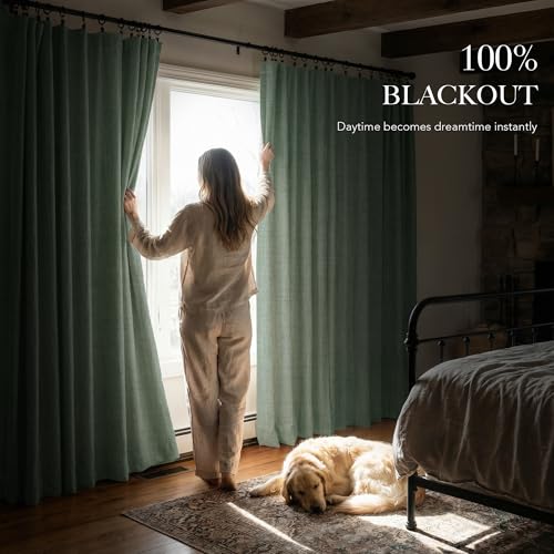 Sage Green 100% Blackout Curtains 84 Inch for Bedroom Living Room (Sage Green / 52"W x 84"L (Pack of 2))