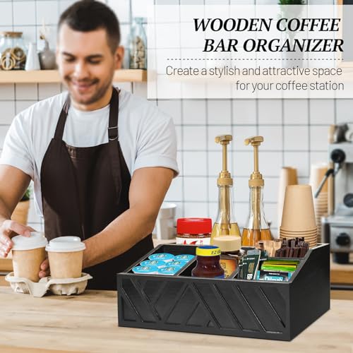 Coffee Station Organizer for Counter (Black Carving)