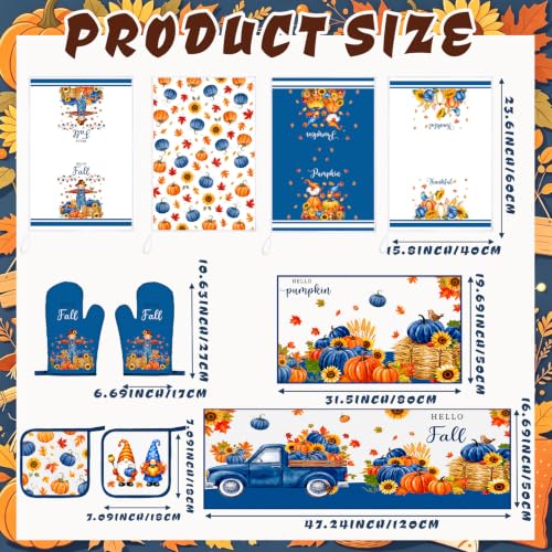 10 Pcs Fall Kitchen Decor Blue Pumpkin Kitchen Accessories Set (Navy Blue / Fall)