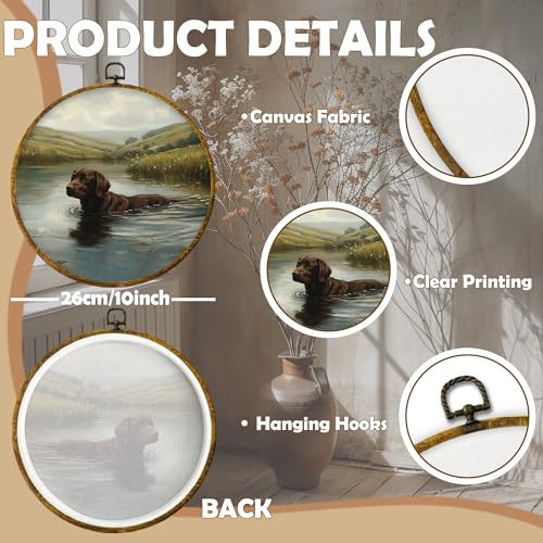 Rustic Country Chocolate Labrador Retriever Round Wall Art (Colour 09)