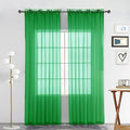 Sheer Voile Window Treatment Rod Pocket Curtain Panels for Kitchen Bedroom Living Room Drapes Sunlight Filtering Privacy Semi Home Decor Assorted Colors Sizes (Green / 52"W x 54"L (Pack of 2))