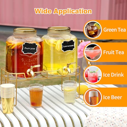 1.6 gallon Glass Beverage Dispenser with Stand (Golden)