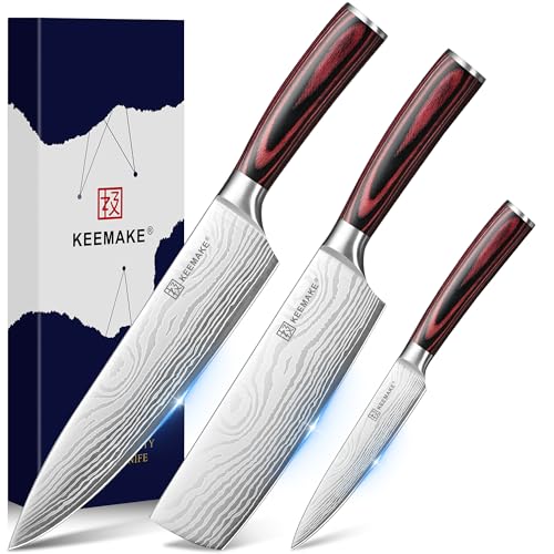 3 Pieces Kitchen Knife Set (Red 3pcs)