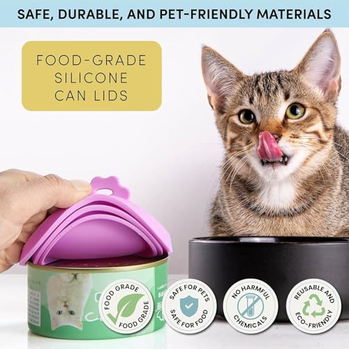 4 Pack Universal Pet Food Can Covers Lids (Petal Meadow / 4 Piece Set)