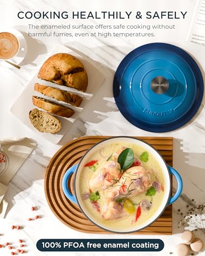 Enameled Cast Iron Dutch Oven (Cooking Pot / Navy blue / 6QT)