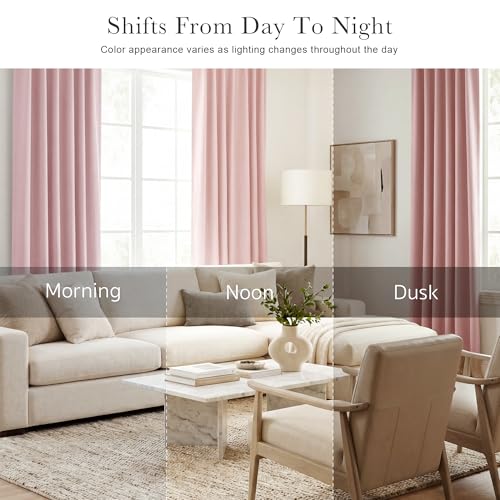 Blush Pink Blackout Curtains for Girls Bedroom Living Room 90 Inches Long 2 Panels (Blush Pink / 42"W x 90"L (Pack of 2))