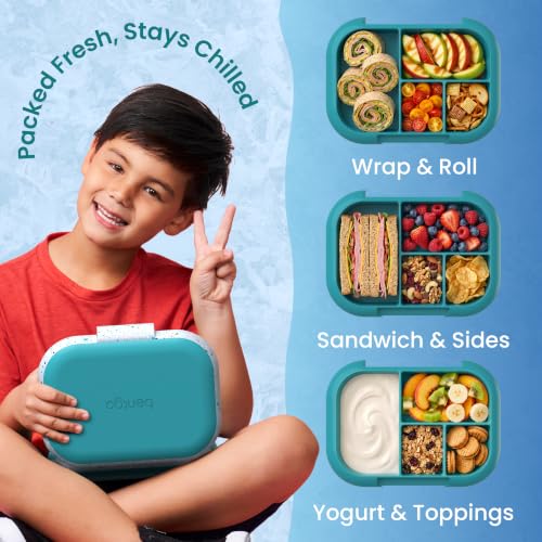 Chill Kids 4 Compartment Bento Box Leakproof Lunch Box (Confetti Edition - Truly Teal)