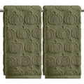 2 Pcs Olive Green 3D Pumpkin Jacquard Hand Towels for Bathroom (13.7" x 29.5", 2PCS / Olive Green)