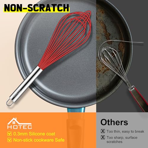 4 Pieces Silicone Whisks Set (Red,Yellow,Blue,Aqua Sky)