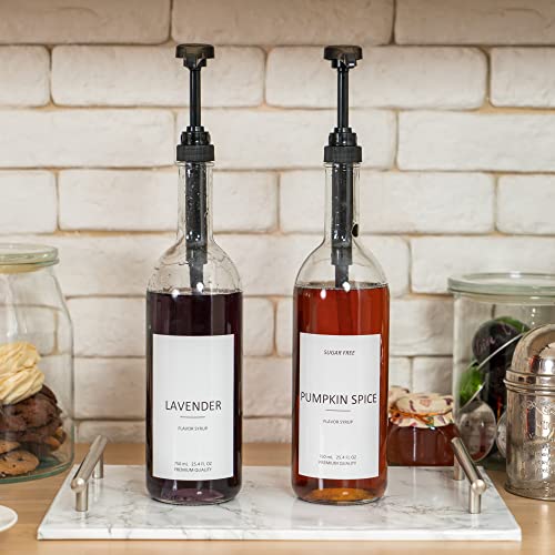 25.4 oz 750 ml Glass Coffee Syrup Dispenser for Coffee Bar (Set of 2)
