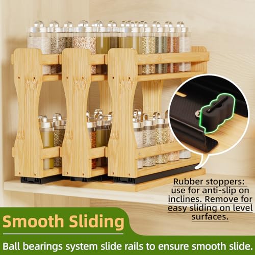 Pull Out Spice Rack Organizer for Cabinet (7.7" Wide, 3 Drawers)