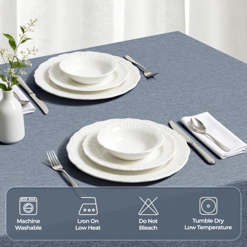 Faux Linen Tablecloth for Dining Room (Denim Blue / 120" x 60" (Rectangular))