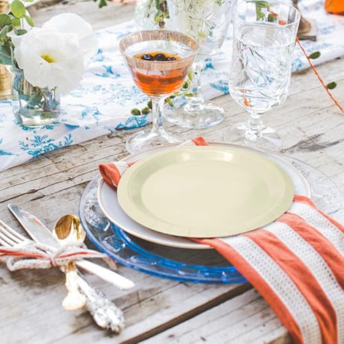 50 Pcs Ivory Paper Plates 7 Inch Ivory Dessert Plates Disposable Dinner Plates for Baby Shower Bridal Shower Birthday Party Supplies Disposable Paper Plates (ivory dinner plates / 50 Pcs)