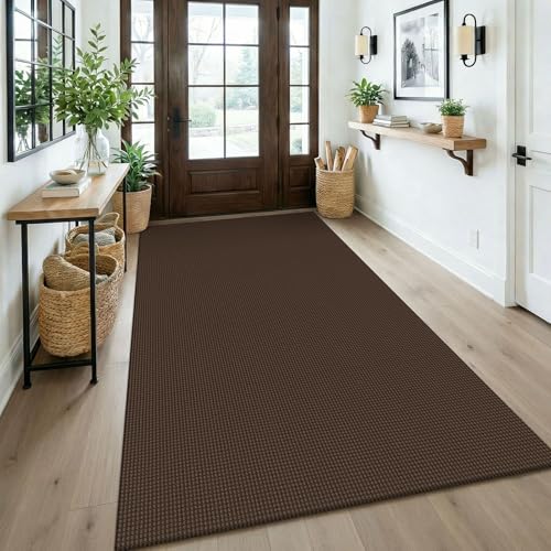 Washable 4x6 Entry Woven Area Rug (Brown/Dark Brown / 4' x 6' (Rectangular))