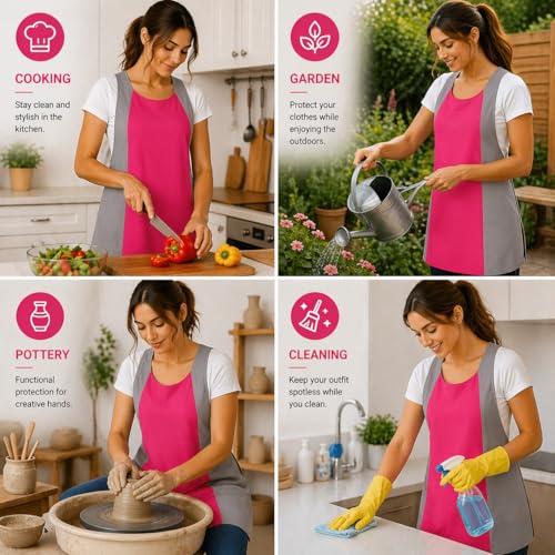Cross Back Apron (Bib Type Pink Grey 50 /37)