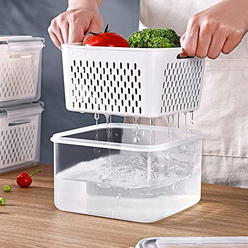 3Pack Fridge Food Storage Container Set with Lids with Strainer