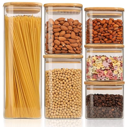 Glass Storage Containers Set of 6 (0.6qtx3 + 0.8qtx1 + 1.2qtx1 + 2.2qtx1)
