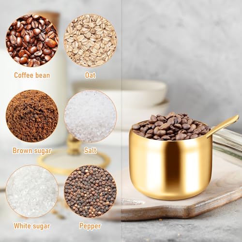 Sugar Container with Glass Lid and Spoon (Gold)