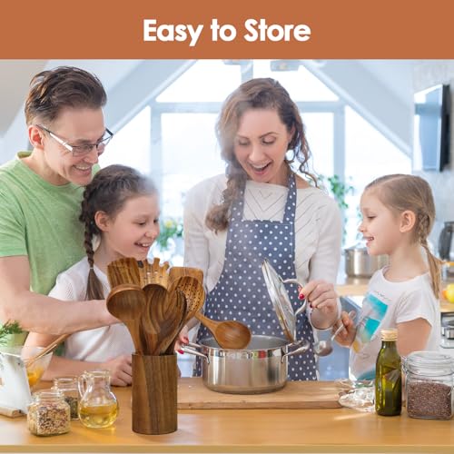 7 Pieces Teak Wooden Spoons Set for Cooking with Spatula and Ladle (HA2-0001)
