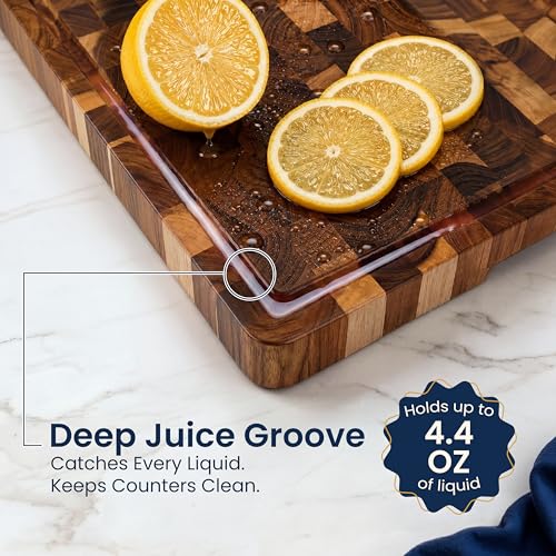 End Grain Acacia Wood Cutting Board for Kitchen 24x18x1.5 in (Natural / 24"L x 18"W)