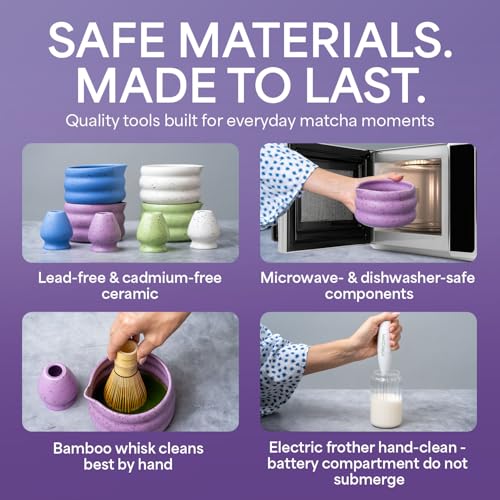 Matcha Whisk Set With Ceramic Matcha Bowl (Purple)