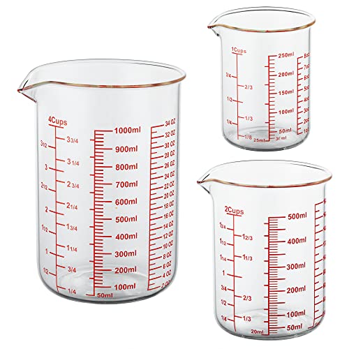 High Borosilicate Glass Measuring Cup Set (250ml/500ml/1000ml Measuring Cup Set)
