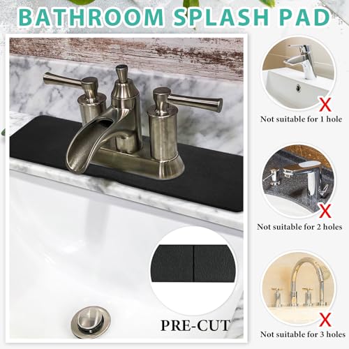 2 Pcs Faucet Mat Bathroom Sink Splash Guard (Black)