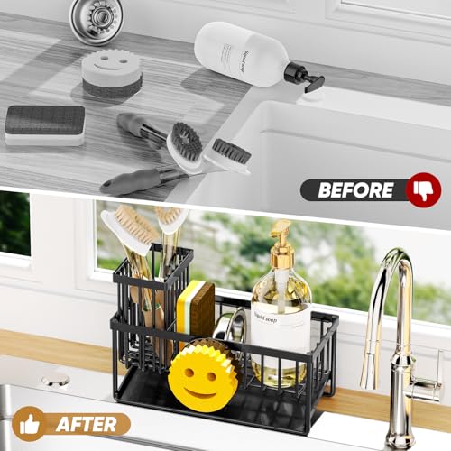 Sponge Holder for Kitchen Sink (1 Tier Black)