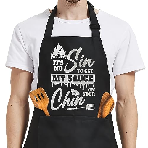 Funny Aprons for Men with Pockets Gift for Birthday Christmas BBQ Grill Apron for Kitchen Cooking Chef Husband Dad Papa (Cooking Lover 3)