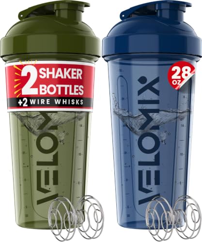 2 Pack 28oz Protein Shaker Bottle for Protein Mixes (A2) Blue / Green)
