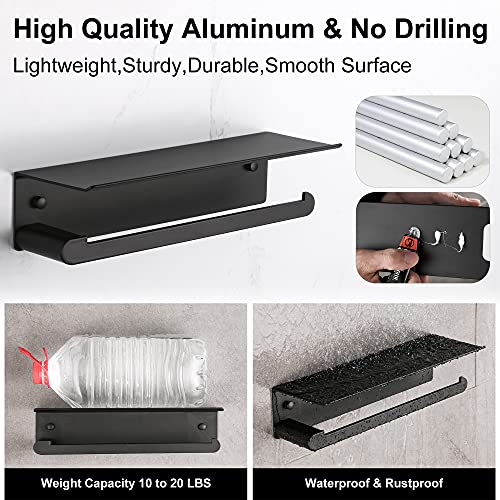 Wall Mount Paper Towel Holder with Shelf (Black)