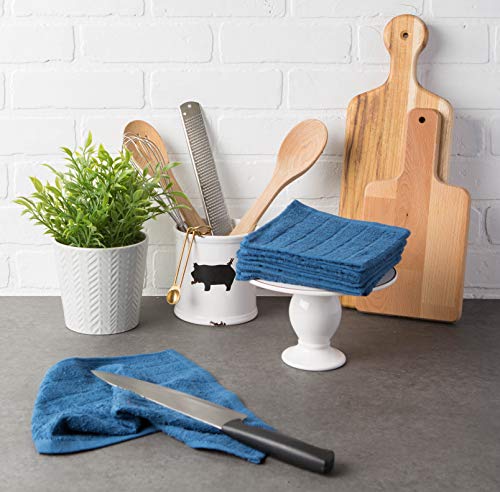 Basic Terry Collection Solid Windowpane Dishcloth Set (Blue / 12x12")