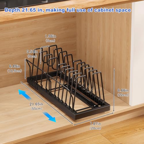 Pots and Pans Organizer Under Cabinet (Black)