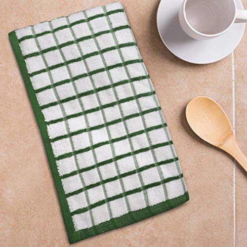 Kitchen Towels Cotton Dish Towels 20”x30” (20" x 30" (Set of 3) / 057 Green/White)
