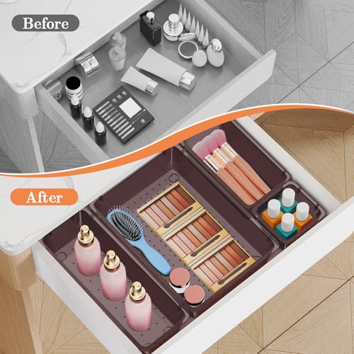 25 PCS Plastic Drawer Organizer (Brown)