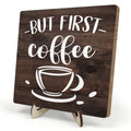 Vintage Coffee Bar Wooden Plaque Desk Sign (Brown6 / 5.9 x 5.9 x 0.32 inches)