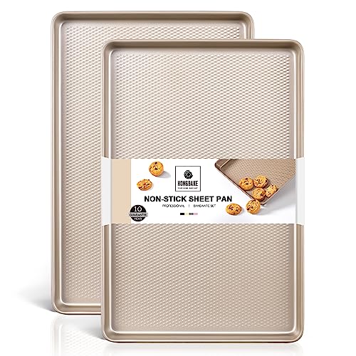 2 Pack Half Sheet Cookie Sheets for Baking (Champagne Gold / 2 Pack Half Sheet)