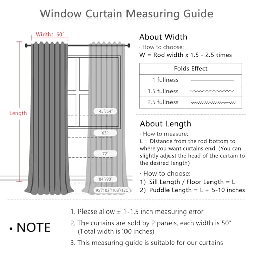 Cotton Curtains for Living Room Farmhouse Semi Sheer Light Filtering for Windows (50"W x 80"L (Pack of 2) / Taupe)