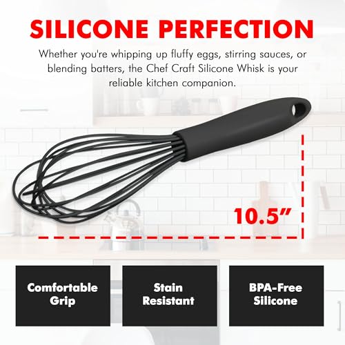 Premium Silicone Wire Cooking Whisk (Black / 10.5 inch)