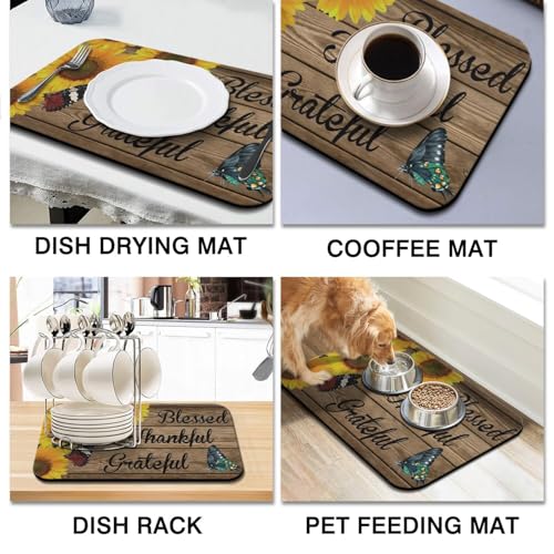 Dish Drying Mat 2 (Sunflower-4 / 2-Pack)