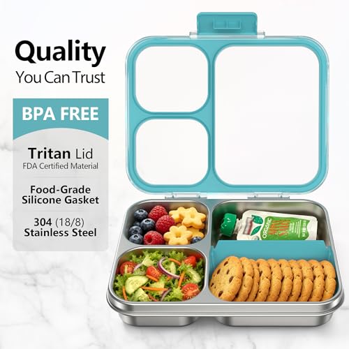 Stainless Steel Bento Lunch Box 3 (Blue / 34oz (1000ml))