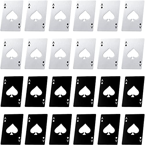 Poker Card Bottle Openers Stainless Steel Poker Card Beer Ace Bottle Cap Openers for Wedding Birthday Party Bridal Shower Table Tools Supplies (Silver, Black)