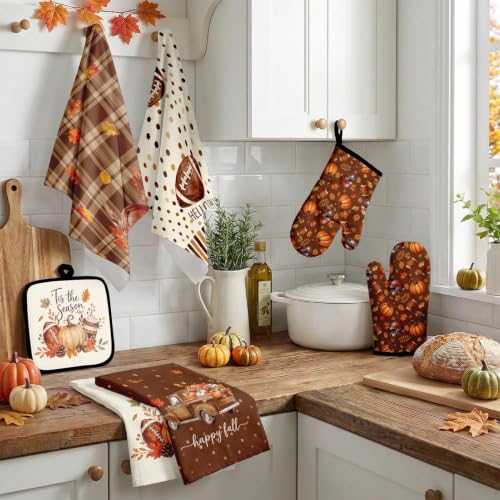 Fall Football Kitchen Decor Set (Brown Fall Football)