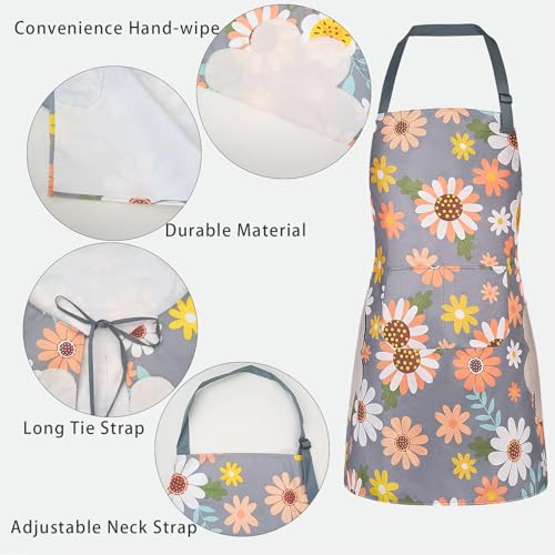 2 Pack Floral Aprons with Pocket (2pack #C)